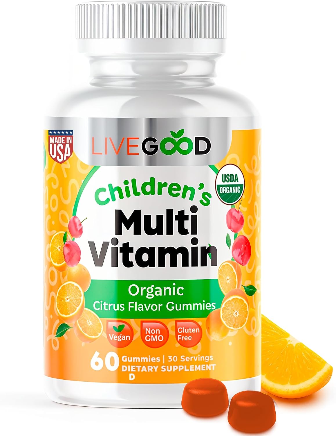 LIVEGOOD Organic Children’s Multivitamin – Immune function : Vitamins C, D, and zinc contribute to a healthy – Image 1
