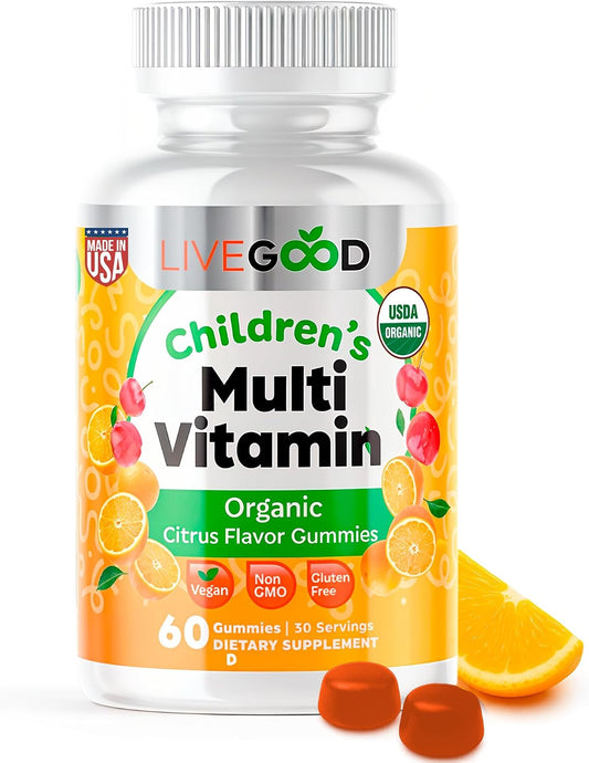 LIVEGOOD Organic Children’s Multivitamin – Immune function : Vitamins C, D, and zinc contribute to a healthy – Image 1