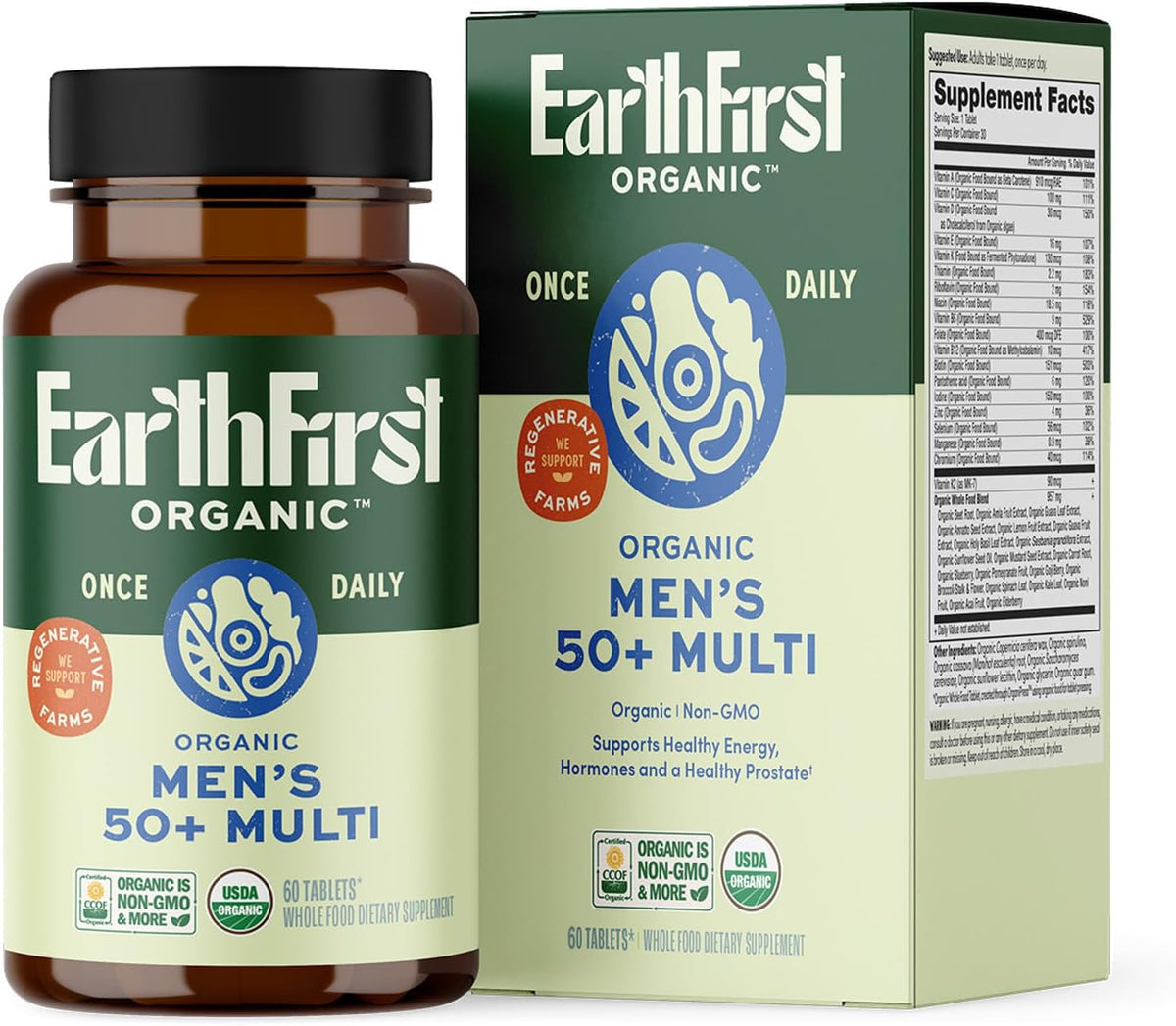 Once-daily Multivitamin for Men 50+, 19 Vitamins from Herbs & Superfoods, Supports Prostate Health, Energy Levels, and – Image 1