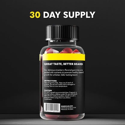 The Beard Club Biotin Beard Growth Vitamin Gummies - Hair Supplement for Men - Vitamins B12, E, & C to Support a Thicker – Image 7