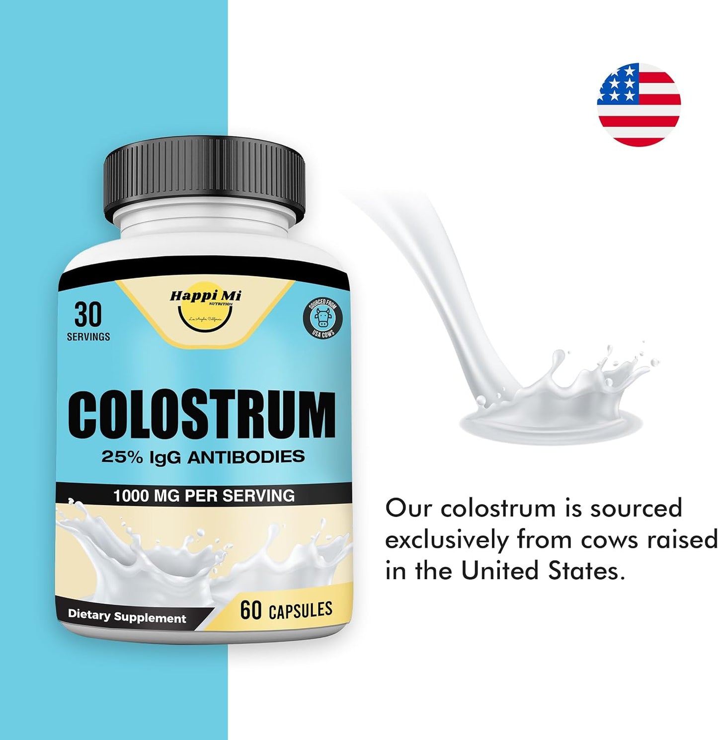 Happi Mi Nutrition Colostrum Capsules 1000mg - Immune Support & Gut Health, 60 Capsules - görsel 3