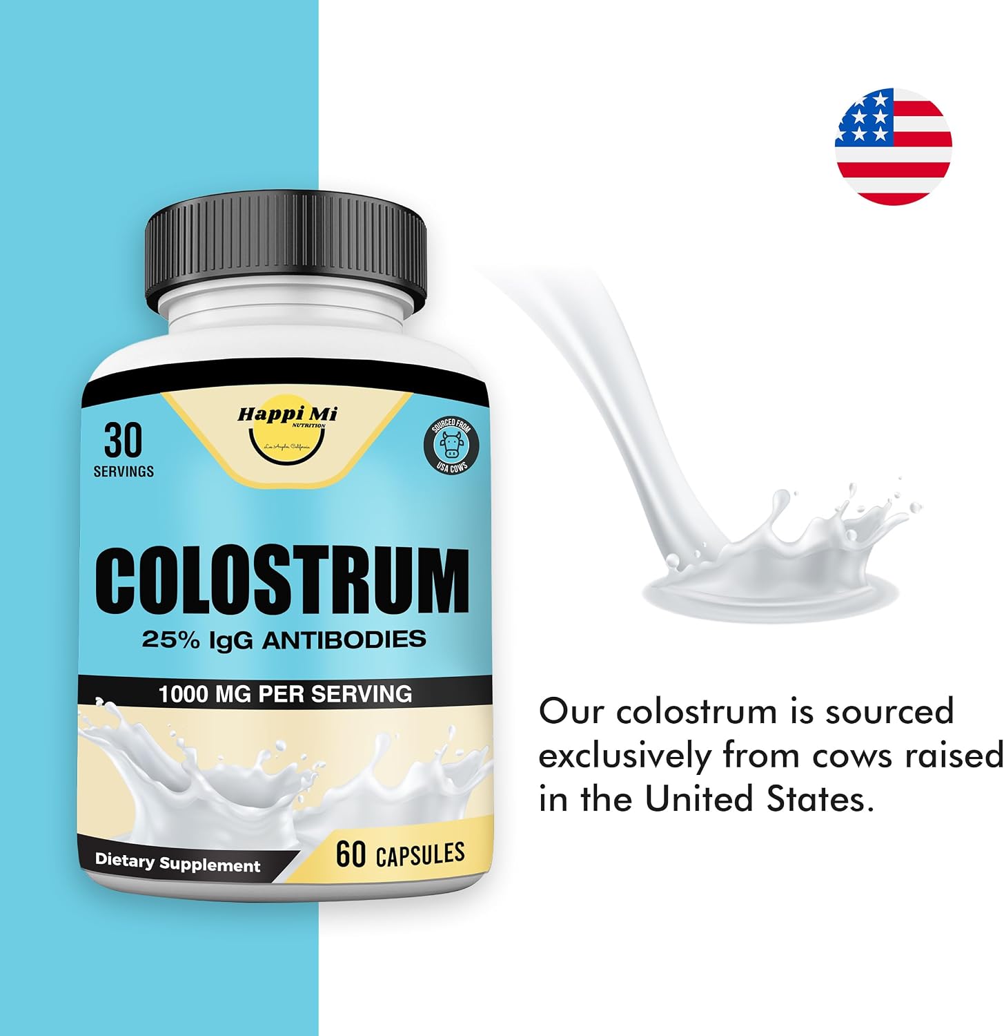 Happi Mi Nutrition Colostrum Capsules 1000mg - Immune Support & Gut Health, 60 Capsules - görsel 3