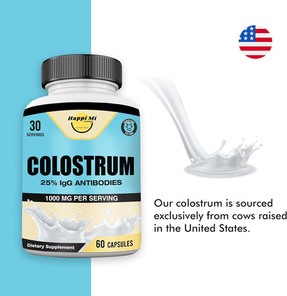 Happi Mi Nutrition Colostrum Capsules 1000mg - Immune Support & Gut Health, 60 Capsules