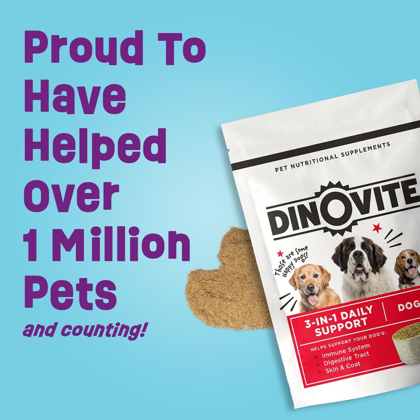Dinovite Probiotics for Dogs, Probiotic Powder Food Topper for Large Dogs (over 20 kg), Daily Digestive Health & Skin Support with Omega-3s, 30 Servings - görsel 8