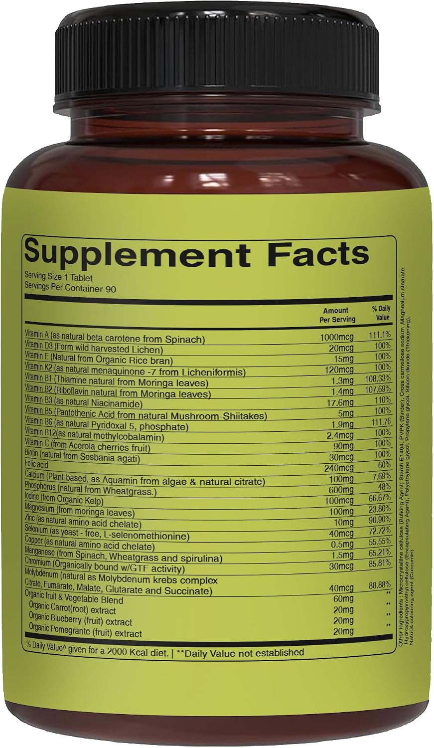 Pure Nutrition Wholefood Multivitamins for Men | 90 Tabs | One-A-Day | 100% RDI | 24 Natural Vitamins and Minerals | All Natural Plant Based Men's Multivitamin | 3-Month Supply - görsel 6