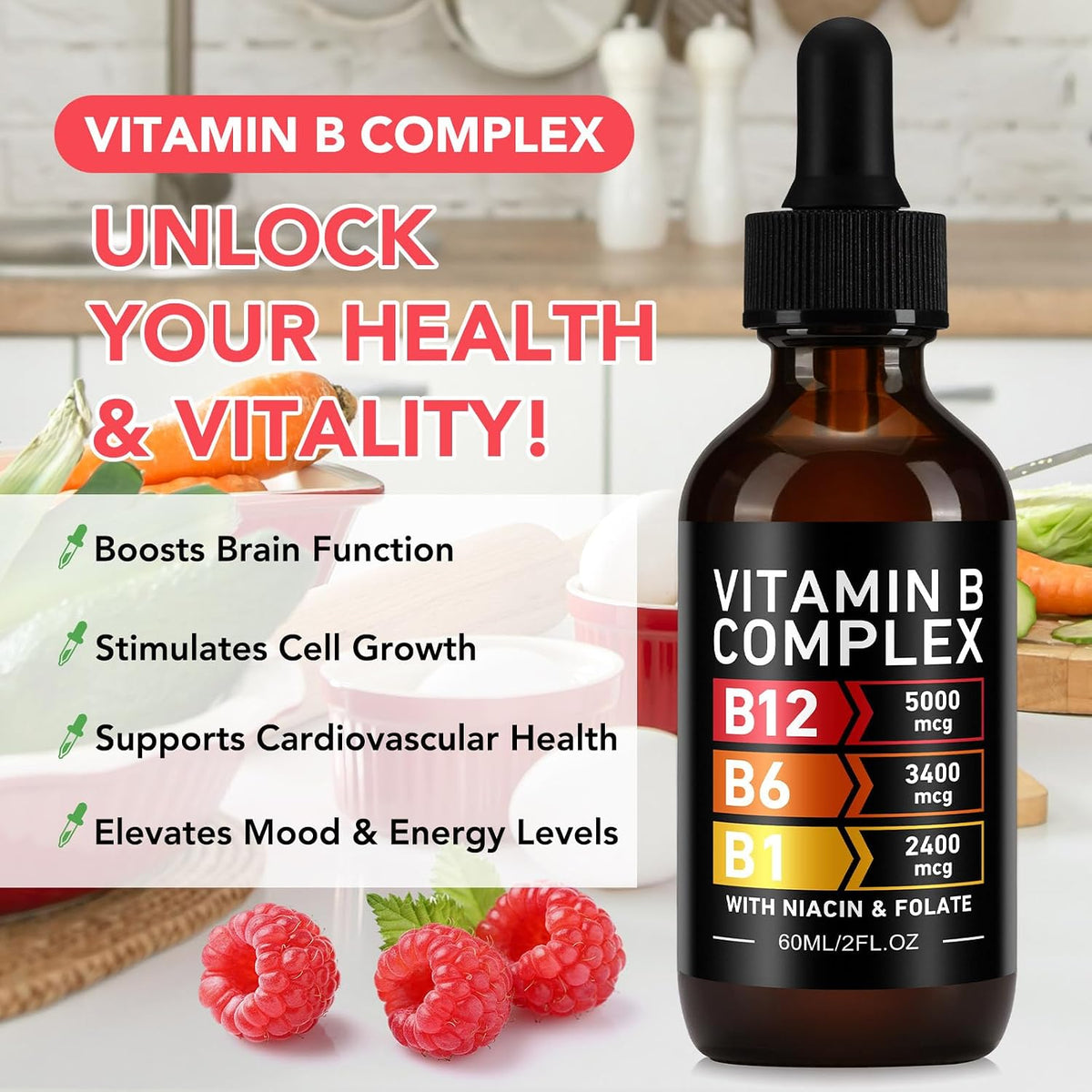 Frovetani Organic Vitamin B Complex - Liquid – Vitamin B2 (Riboflavin) – Helps convert food into energy and – Image 2