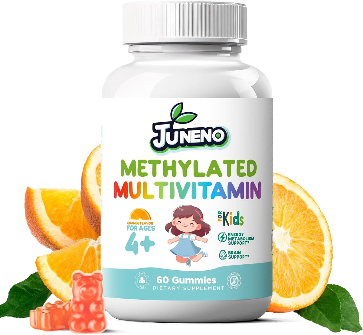 Juneno Methylated Multivitamin Gummies for – Energy production: B vitamins help convert food into cellular energy, – Image 1