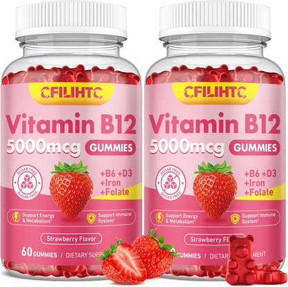CFILIHTC Vitamin B12 Gummies – 5000mcg – 5000mcg Methyl B12 per serving for potent energy support – Image 1