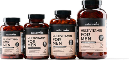 NatureWise Multivitamin for Men - Daily Male Support - Minerals & Herbs for Energy, Performance, Immunity - with Vitamin A, C, D, B-Complex - Soy & Gluten Free, Non-GM - 90 Capsules (45-Day Supply)