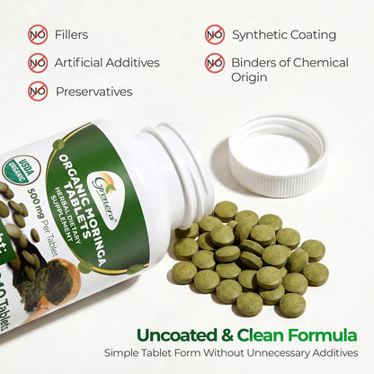 Grenera Organic Moringa Tablets - USDA Organic, 500mg, 240 Tablets