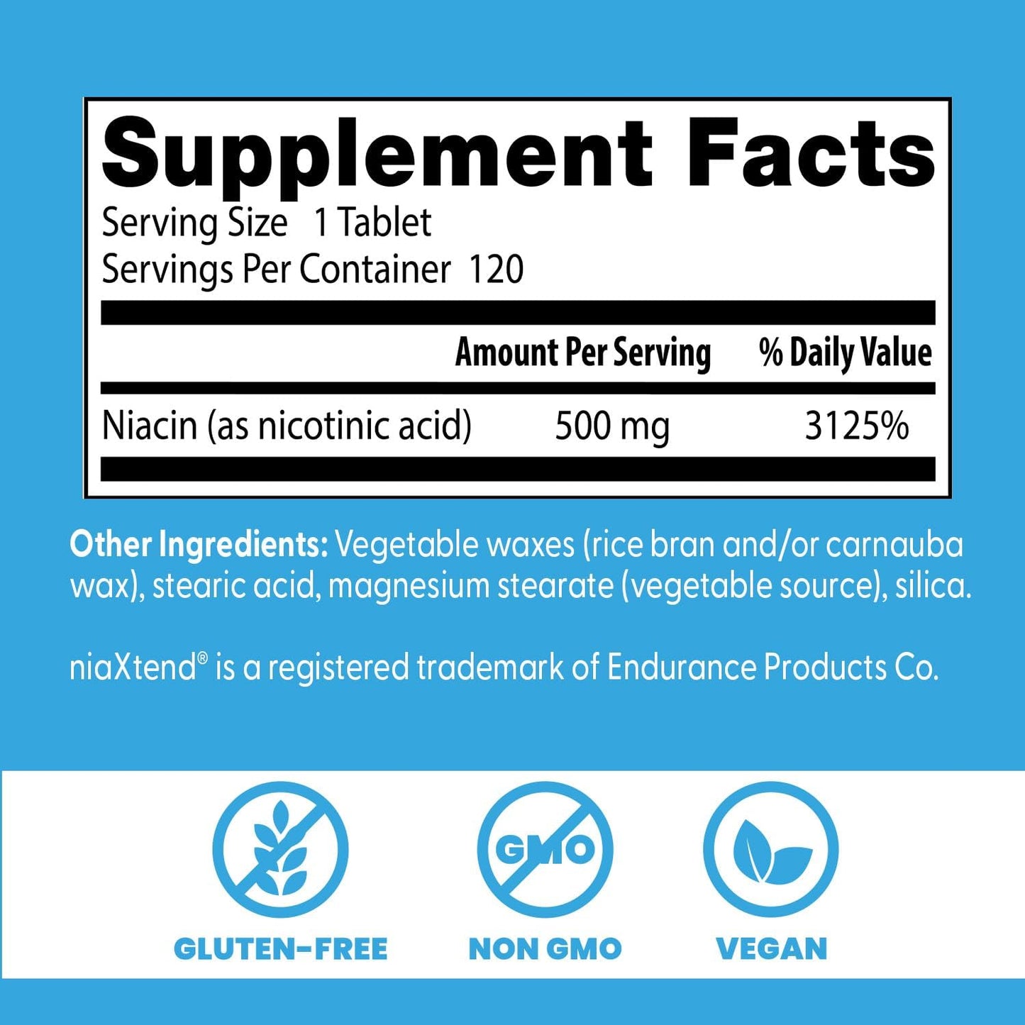 Doctor's Best Niacin 500 mg Extended Release – 120 Tablets - görsel 3