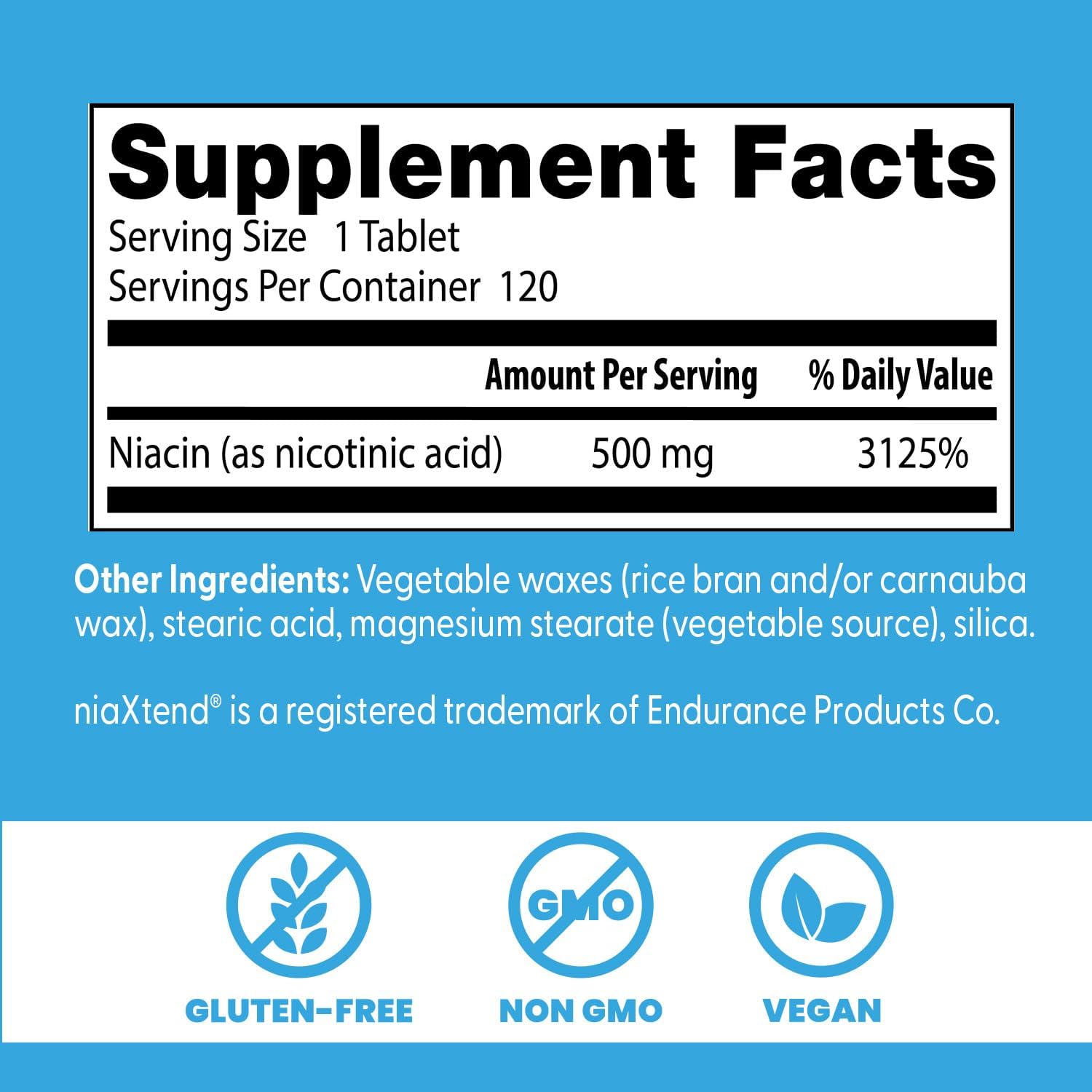 Doctor's Best Niacin 500 mg Extended Release – 120 Tablets - görsel 3