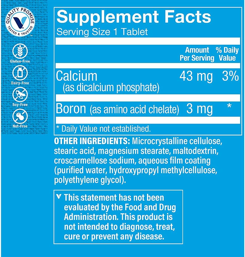 The Vitamin Shoppe Boron 3mg, Well Absorbed Form Chelated (100 Tablets) - görsel 2