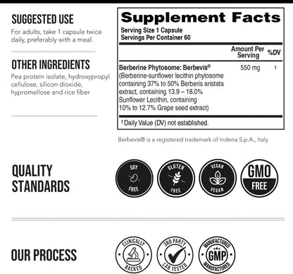 SoActive Berberine 550mg – Optimised Phytosome for Enhanced Absorption | Supports Metabolism & AMPK Activation | Non-GM, Soy-Free | 60 Capsules