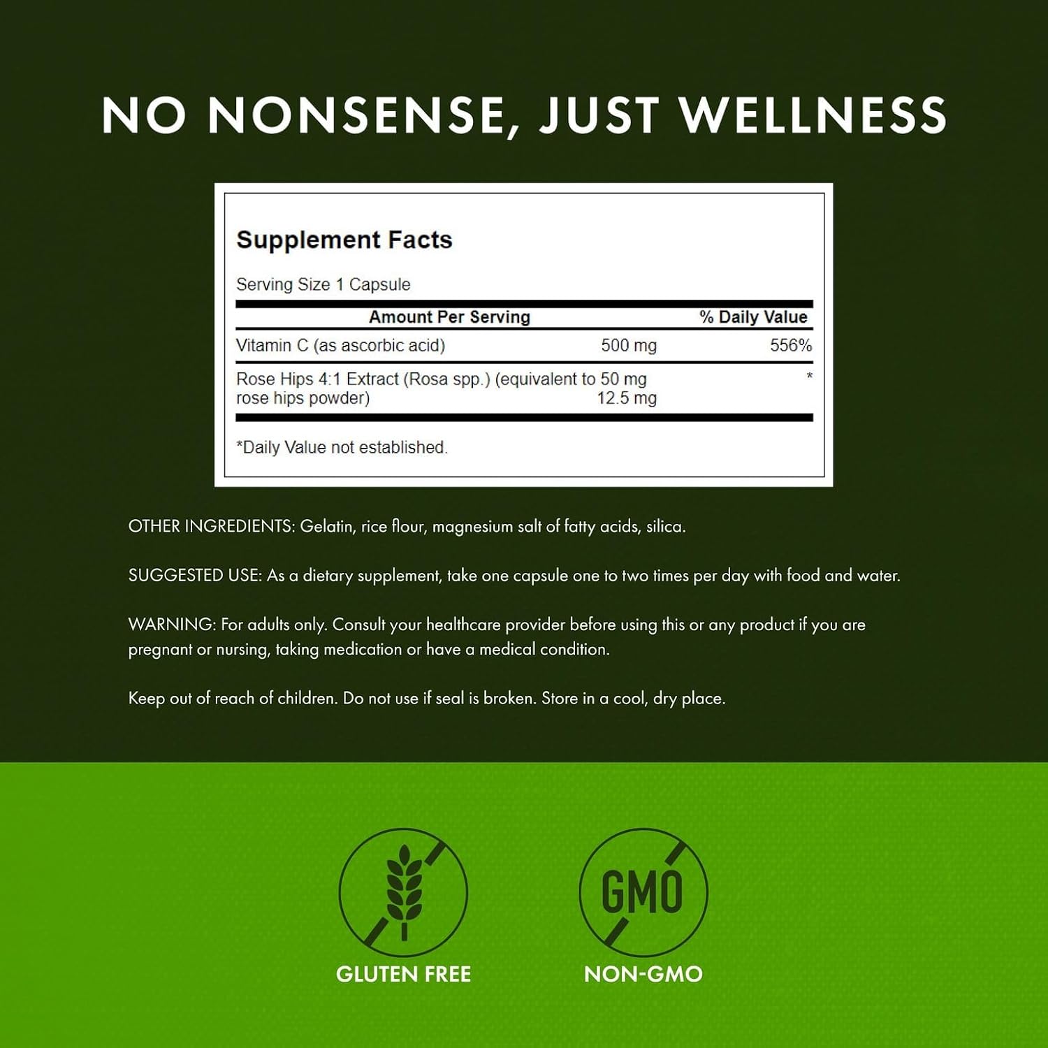 Swanson Vitamin C with Rose Hips, 500 mg, 400 Capsules - görsel 2