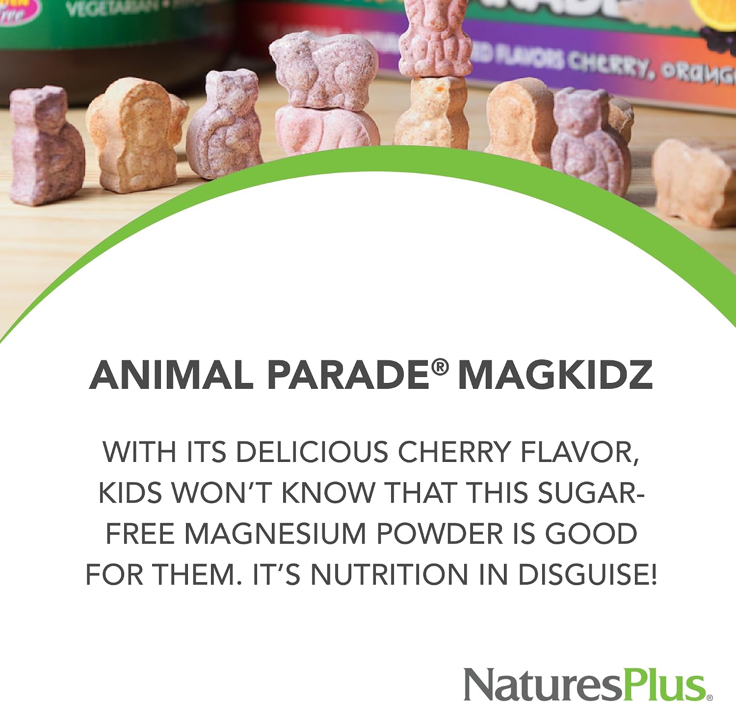 NaturesPlus Animal Parade MagKidz Cherry – Children's Magnesium Powder – 45 Servings - görsel 3