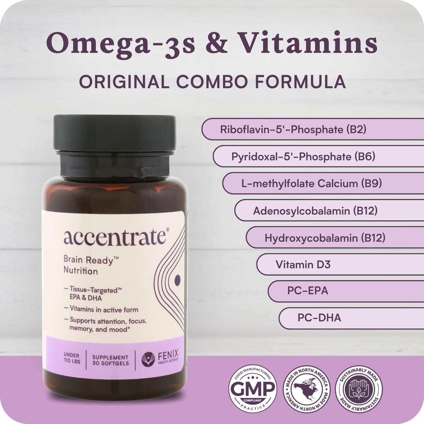 Accentrate Brain Supplement for Natural Focussed and Attention – Active B Vitamin and Omega-3 Combo - görsel 6