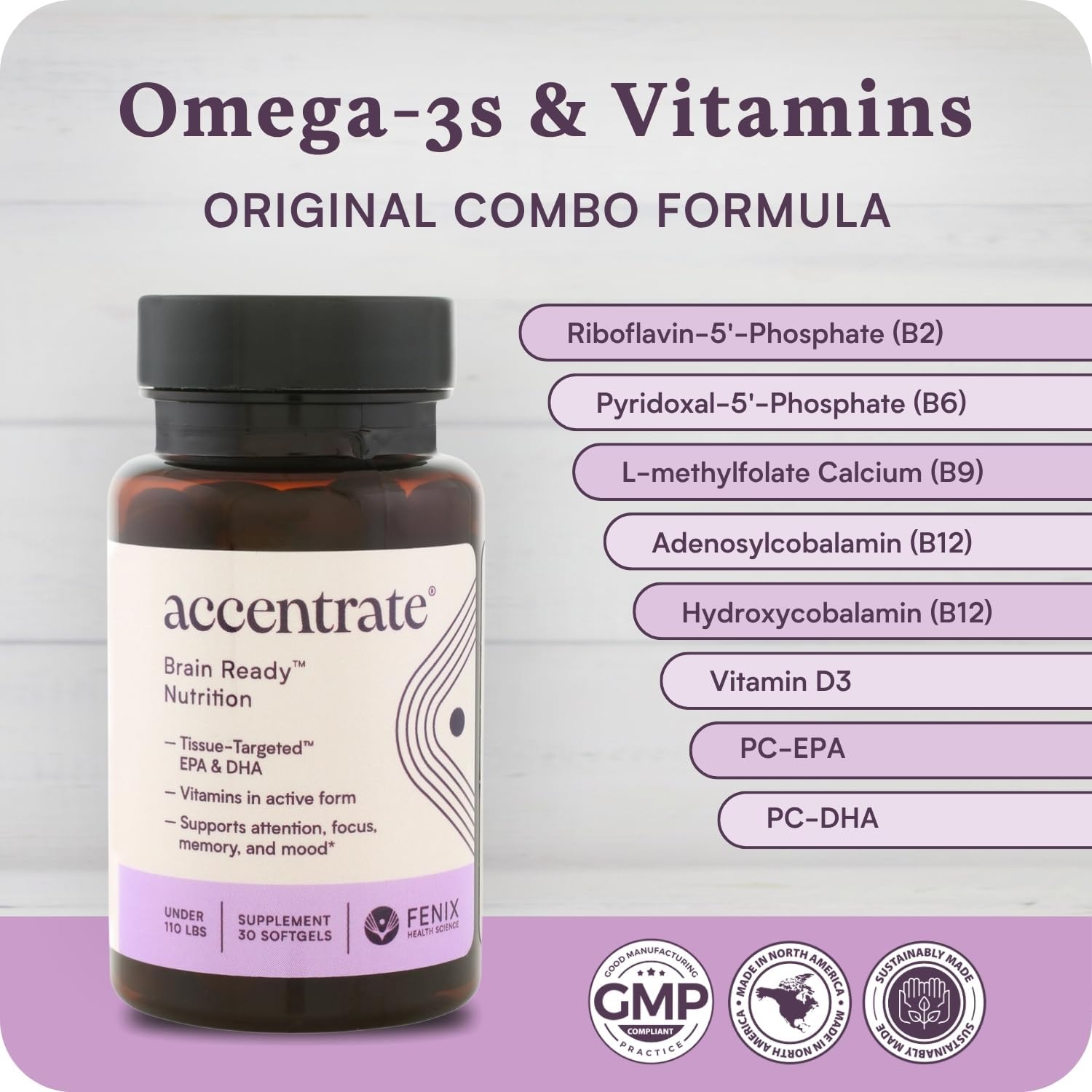 Accentrate Brain Supplement for Natural Focussed and Attention – Active B Vitamin and Omega-3 Combo - görsel 6