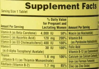 Spring Valley Prenatal Multivitamin Multimineral with Folic Acid, 100 Tablets