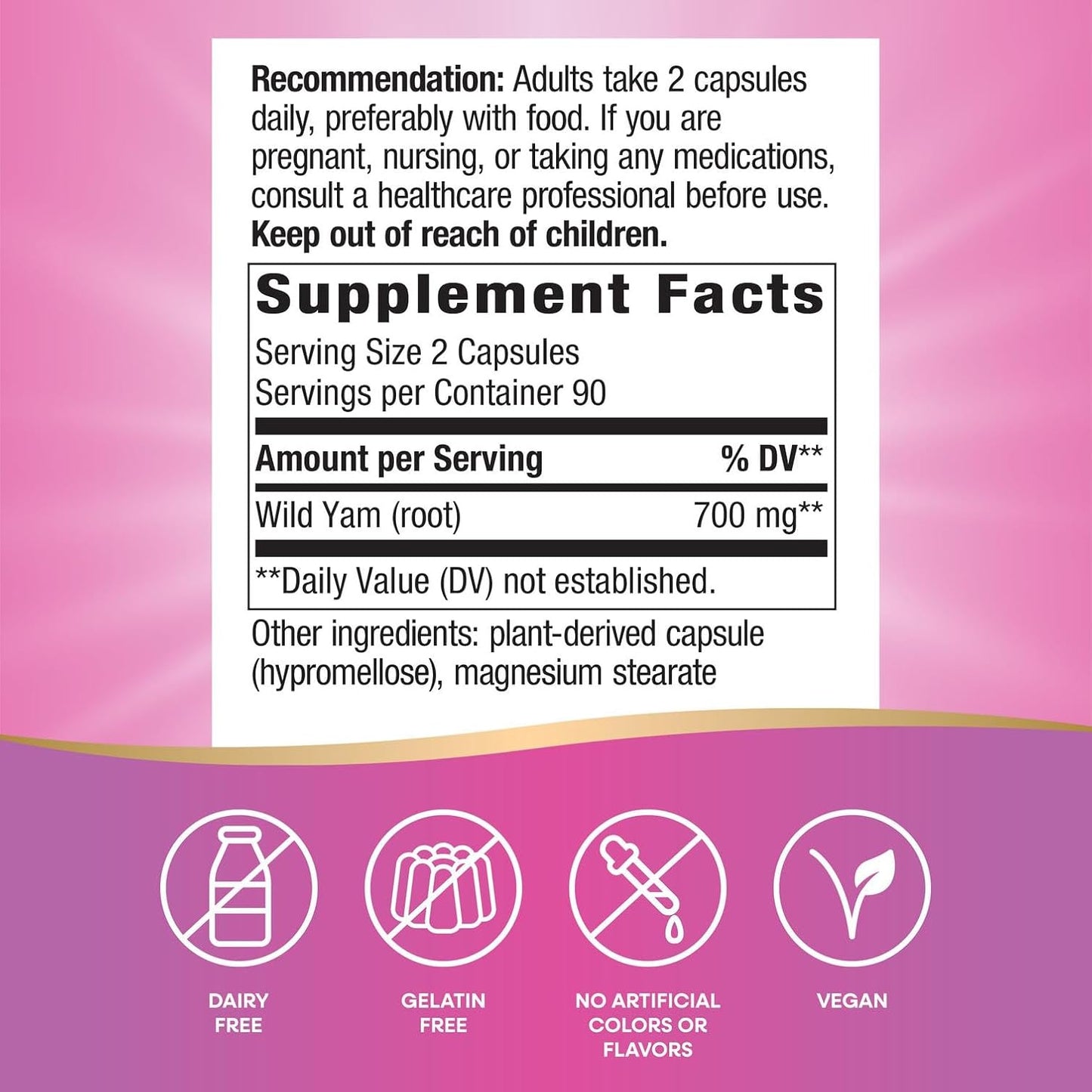 Nature's Way Wild Yam Root Capsules, Women's Traditional Support, 700 mg, 180 Vegan Capsules - görsel 2