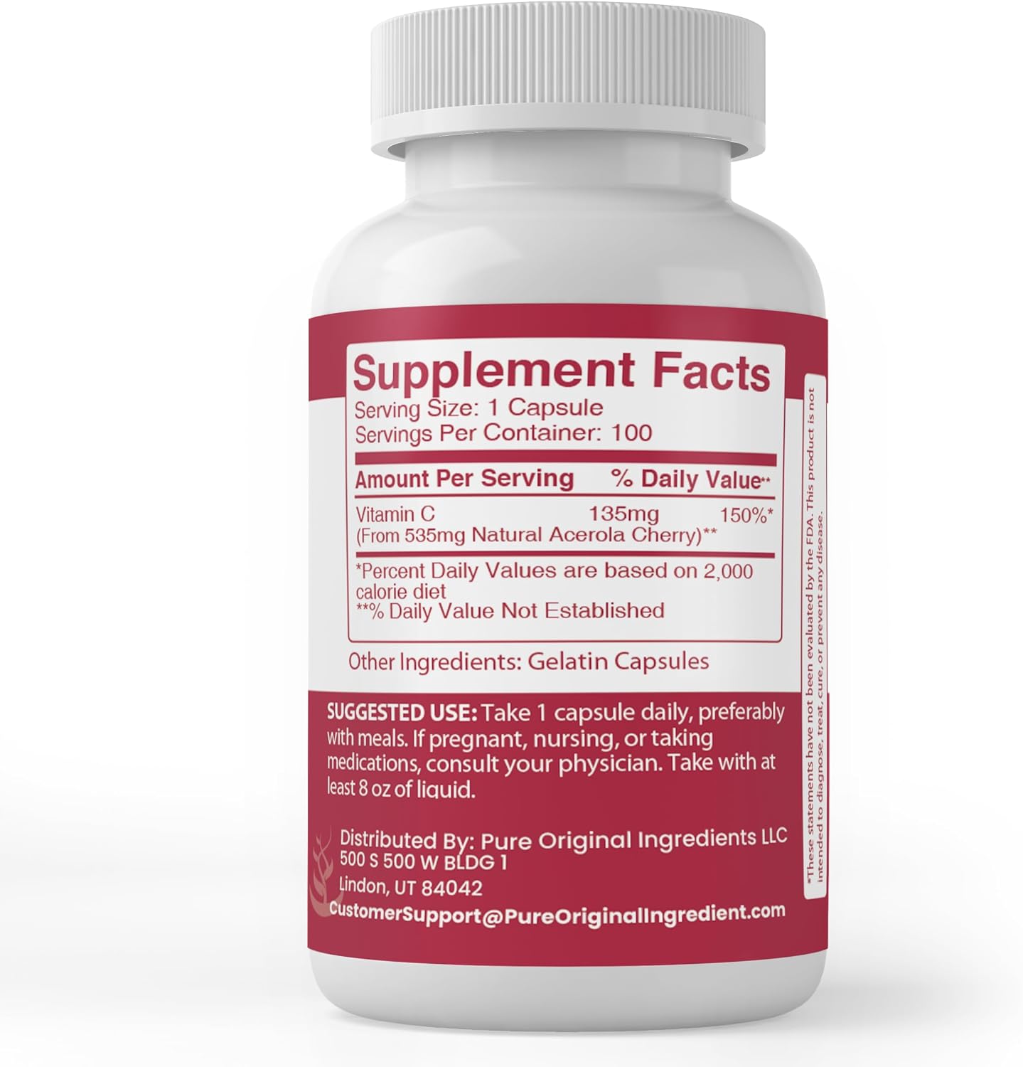 Pure Original Ingredients Acerola Cherry (100 Capsules) - Naturally Pure, No Additives - görsel 2
