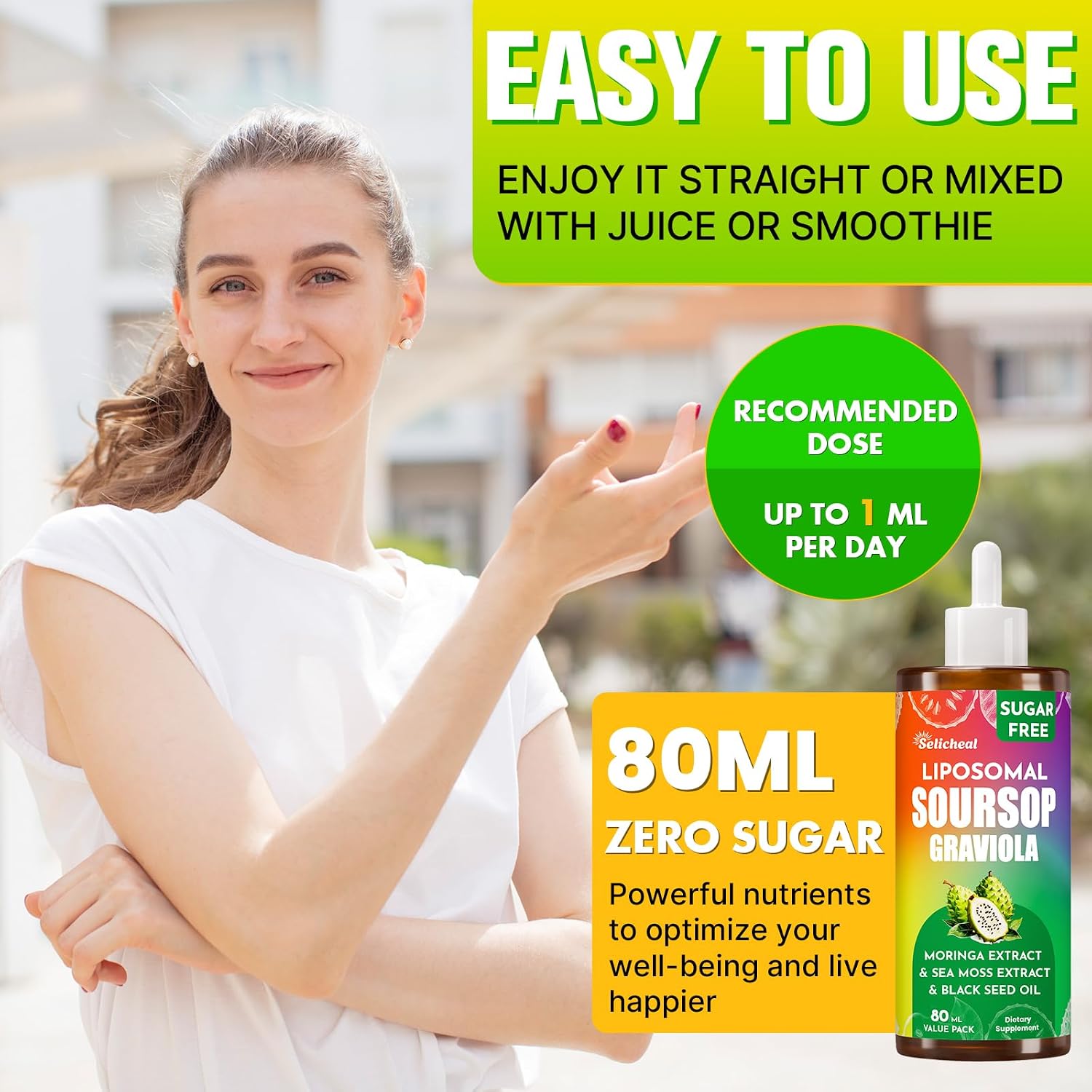 Soursop Multivitamin Liquid Drops – 10 in 1 with Leaf Extract & Sea Moss, 80 mL (80-Day Supply) - görsel 6