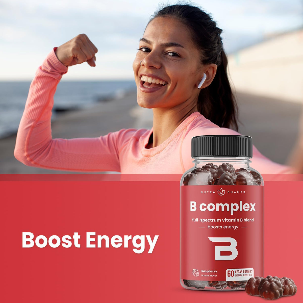 NutraChamps Vitamin B Complex Gummies – – Vitamin B2 (Riboflavin) – Important for energy production and – Image 2