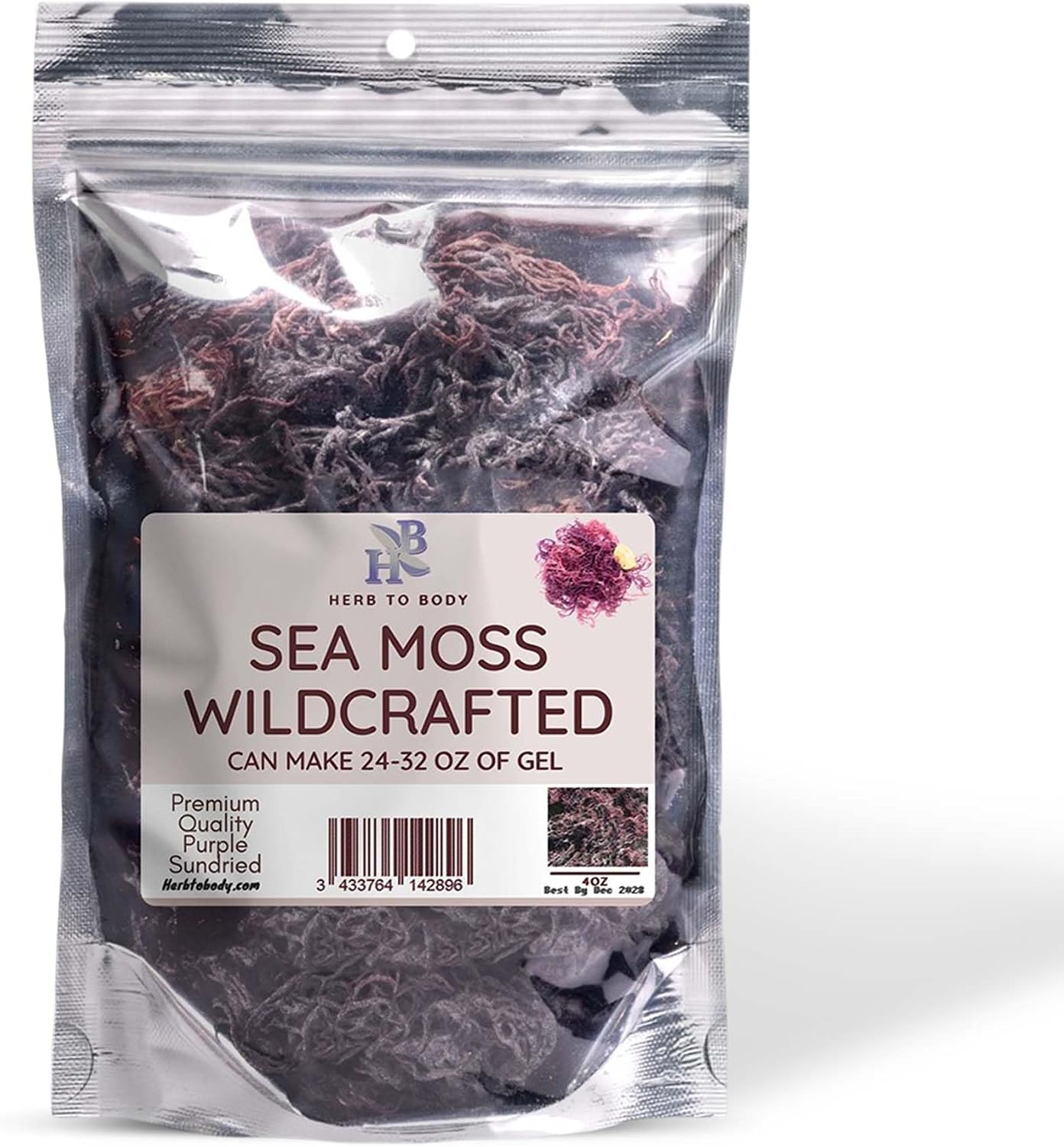 Herb To Body Purple Sea Moss – 4oz, Wildcrafted from Saint Lucia, Raw & Dried - görsel 1