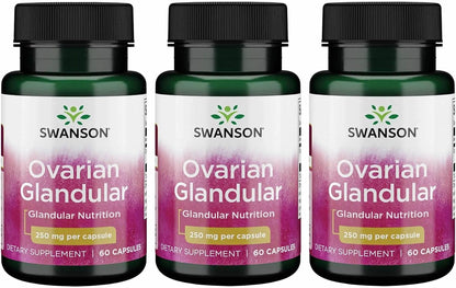 Swanson Ovarian Glandular – Natural Women's Glandular Health Supplement (60 Capsules, 250 mg Each, 3-Pack)