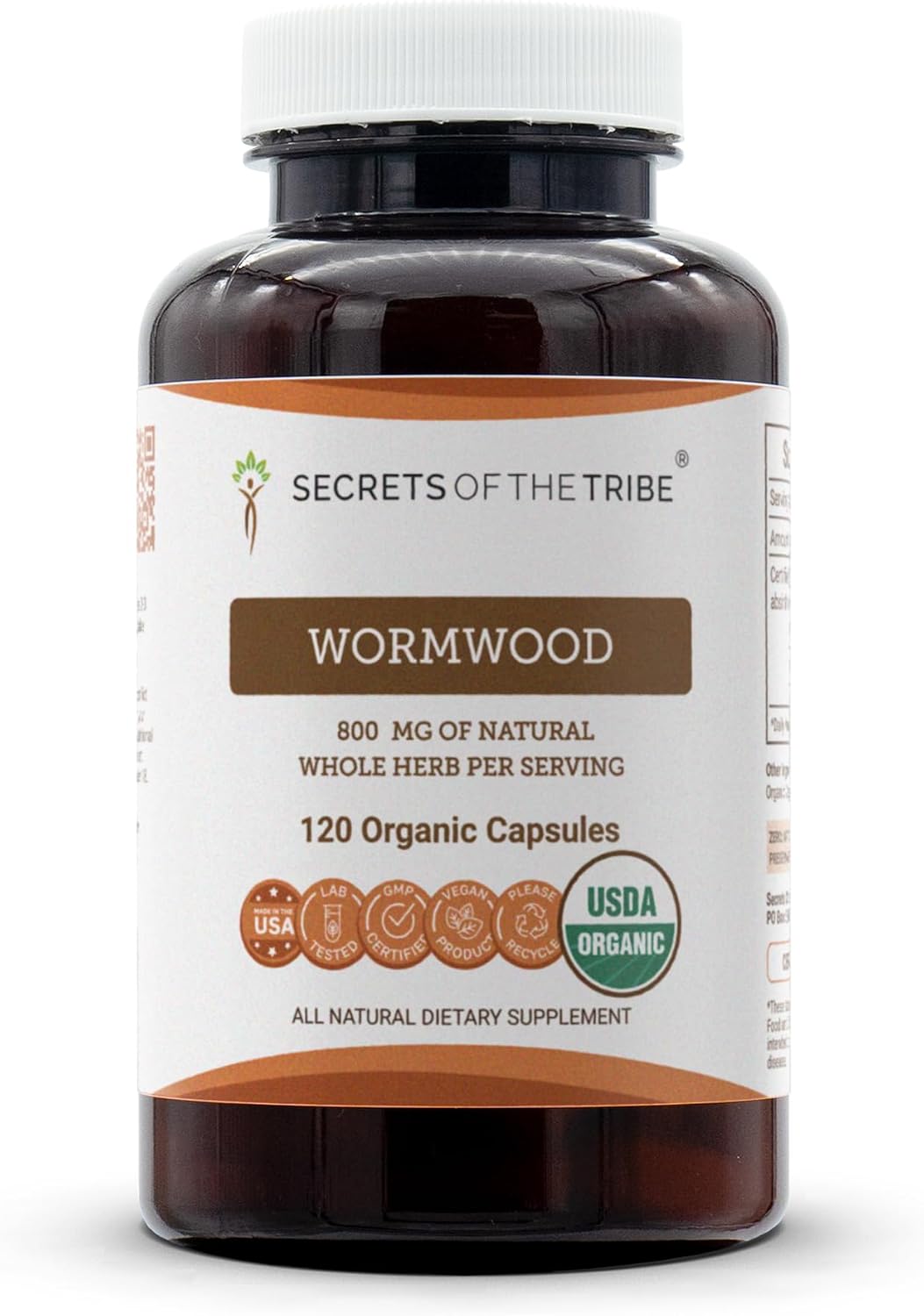 Secrets of the Tribe Wormwood Organic Capsules | Certified Organic Vegetarian Capsules, Herbal Supplement | Artemisia Absinthium Dried Herb (120 Count) - görsel 1