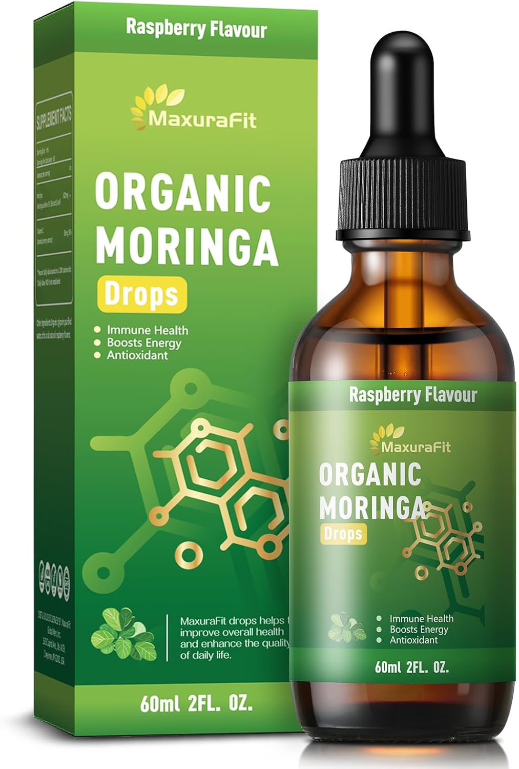 Moringa Leaf Drops with Vitamin C, Moringa Oleifera Extract Liquid Drops for Immunity Support, Antioxidant, Overall Health & Energy, Vegan Herbal Supplement 120 mL - görsel 1