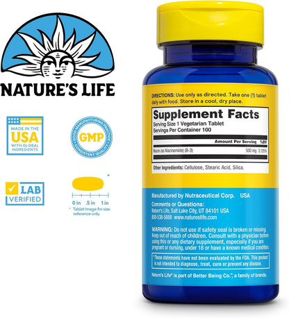 Nature's Life Energising Niacinamide 500mg - No Flush Vitamin B3 Supplement – Image 2