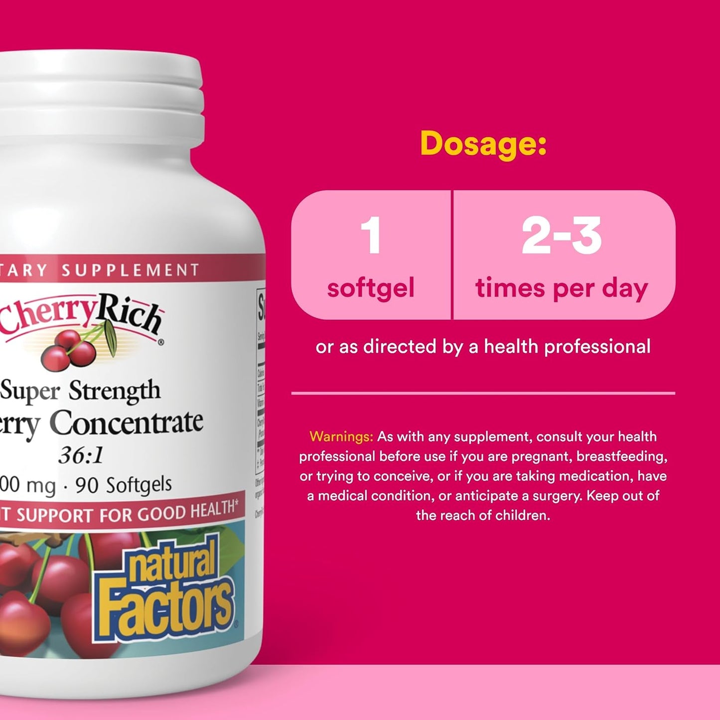 CherryRich by Natural Factors – Super Strength Cherry Concentrate, Antioxidant Support for Healthy Joints & Uric Acid Metabolism, 90 Soft-gels - görsel 3