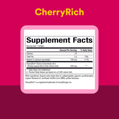 CherryRich by Natural Factors – Super Strength Cherry Concentrate, Antioxidant Support for Healthy Joints & Uric Acid Metabolism, 90 Soft-gels