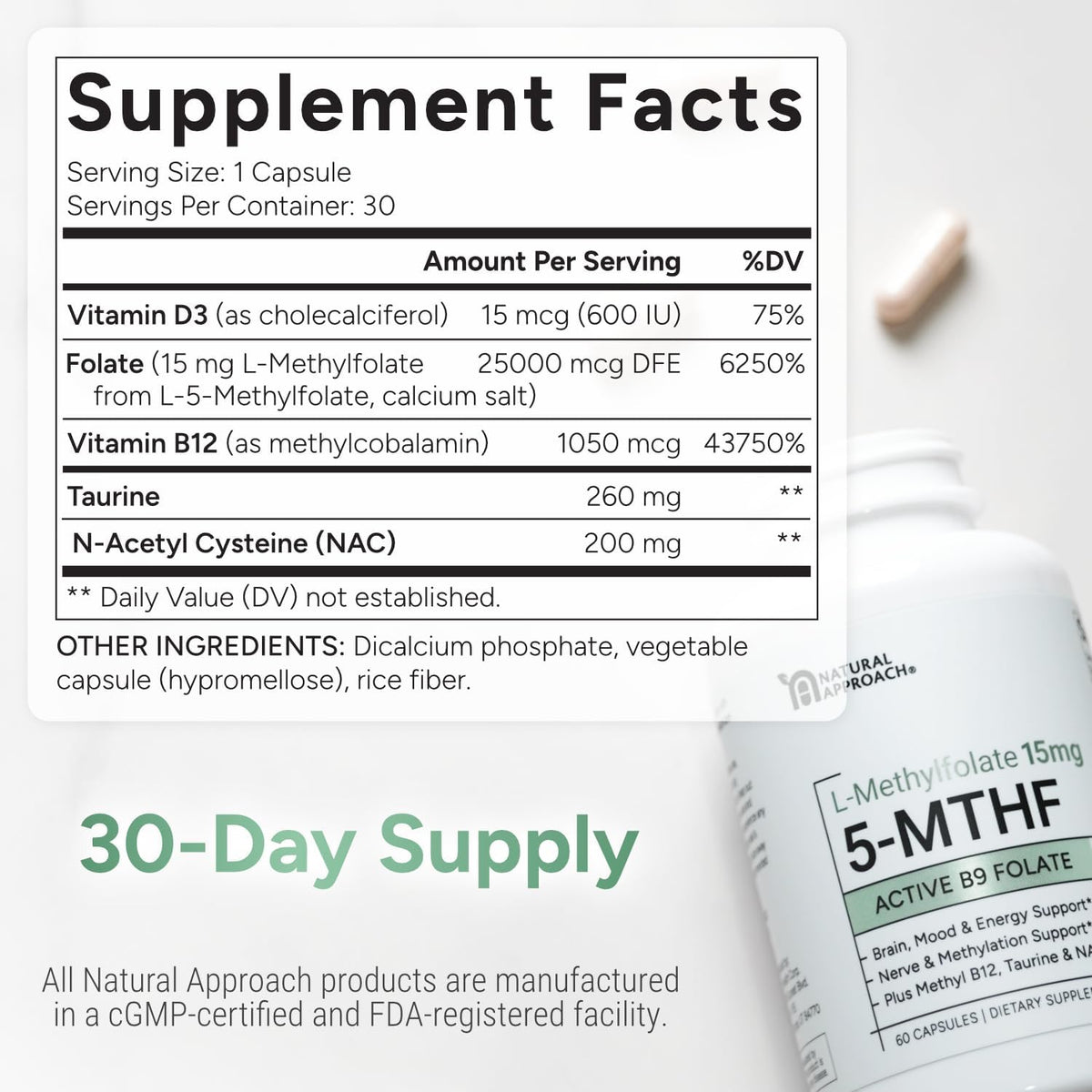L-Methylfolate 15mg | 5-MTHF (Active B9) – Individuals with MTHFR gene variants who prefer active folate – Image 5