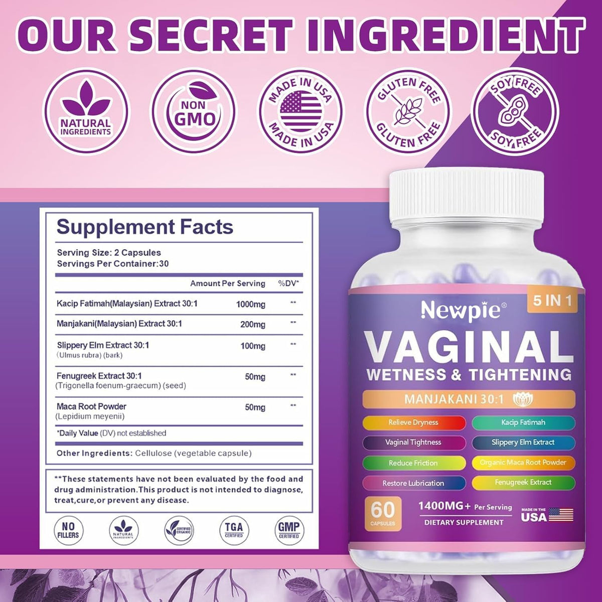 SUWENY Vaginal Moisturiser & Toning Capsules – pH Balance Support: The synergistic blend helps keep a healthy – Image 2