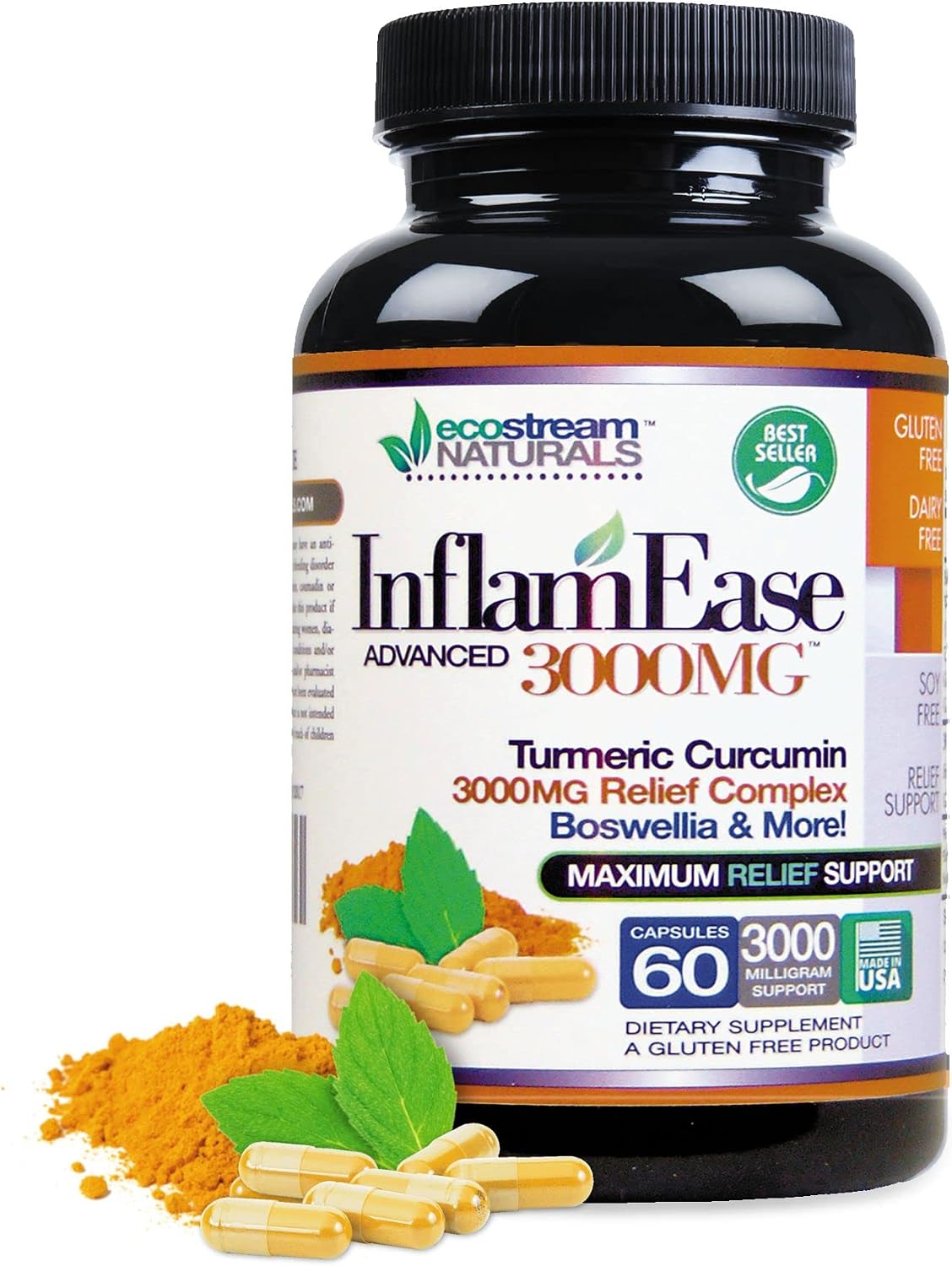 InflamEase with Turmeric, Curcumin, Enzymes and Boswellia - Vegetarian - görsel 1