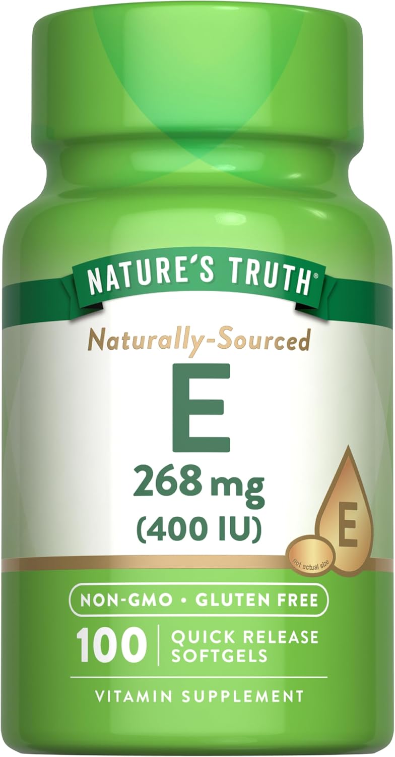 Nature's Truth Vitamin E 400 IU Softgels | 268mg | 100 Count | Non-GM & Gluten free Supplement - görsel 1