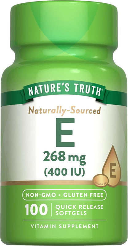 Nature's Truth Vitamin E 400 IU Softgels | 268mg | 100 Count | Non-GM & Gluten free Supplement