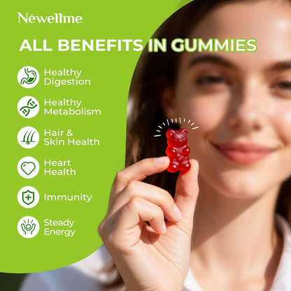 NEWELLME ACV Gummies with The Mother & B12 – Sugar-free, Great-Tasting Vegan Gummies for Digestion, Metabolism & Daily – Image 2