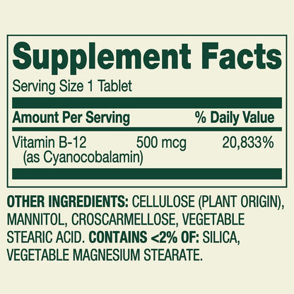 Fusion Shop Store B12 500mcg - 100 Tablets