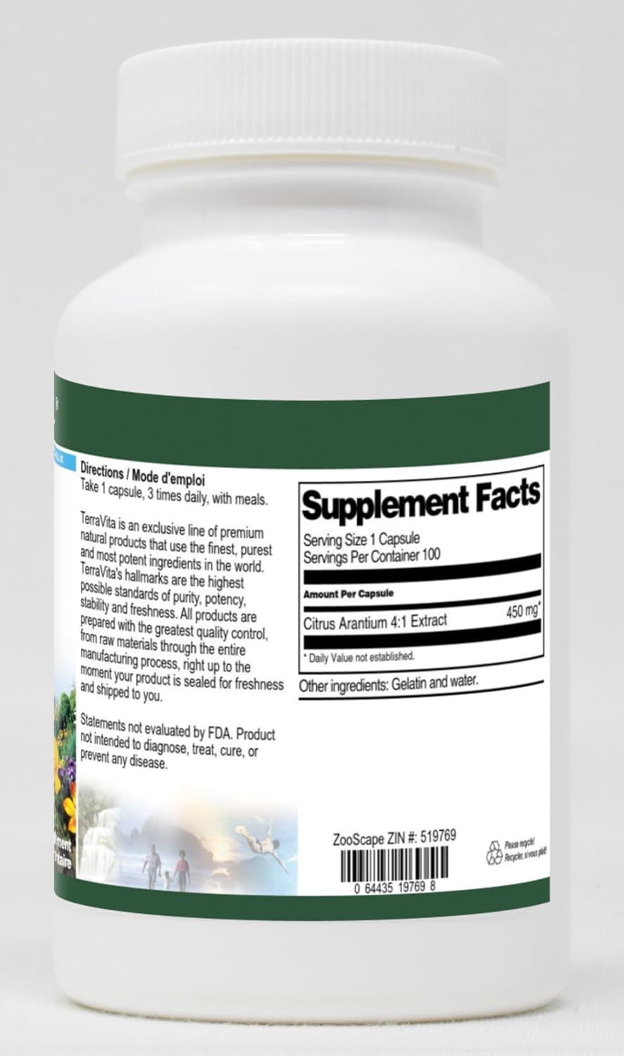 TerraVita Citrus Arantium 4:1 – 450 mg, 100 Capsules - görsel 2