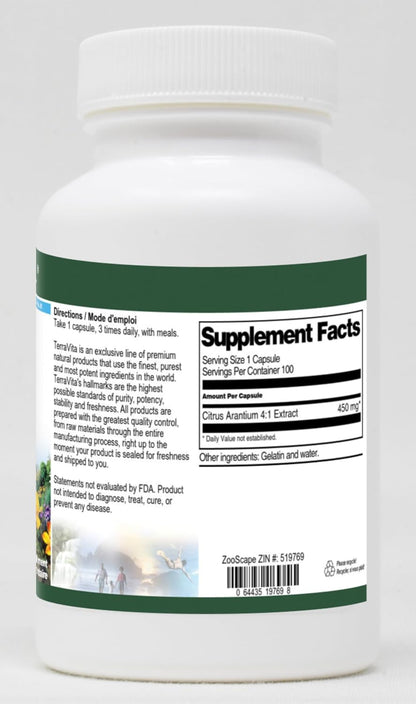 TerraVita Citrus Arantium 4:1 – 450 mg, 100 Capsules