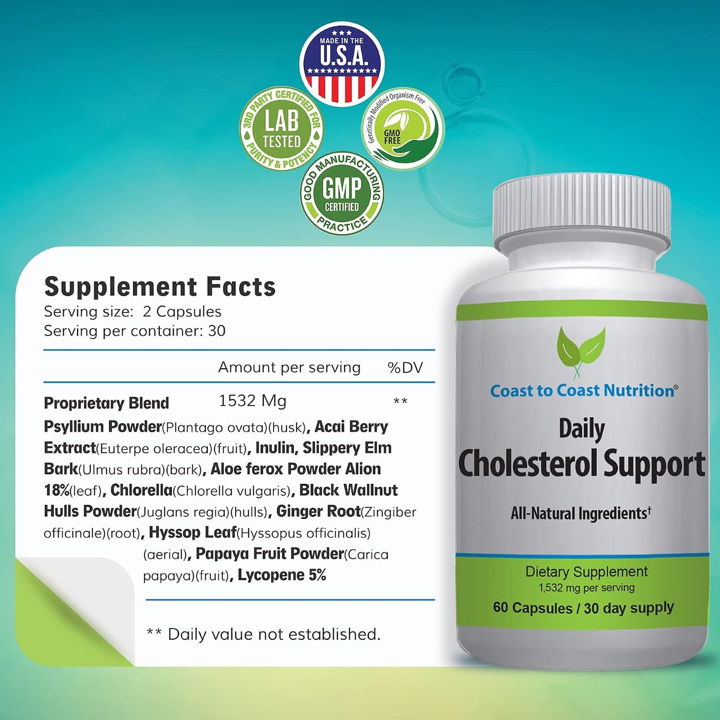 Coast to Coast Nutrition Cholesterol Support Supplement – 60 Capsules - görsel 6