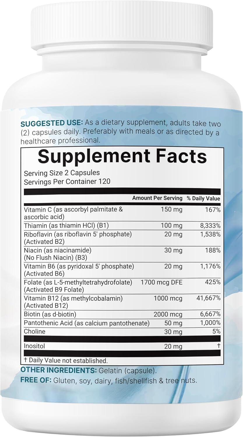 Micro Ingredients Pure Methylated B Complex, 240 Capsules - görsel 7