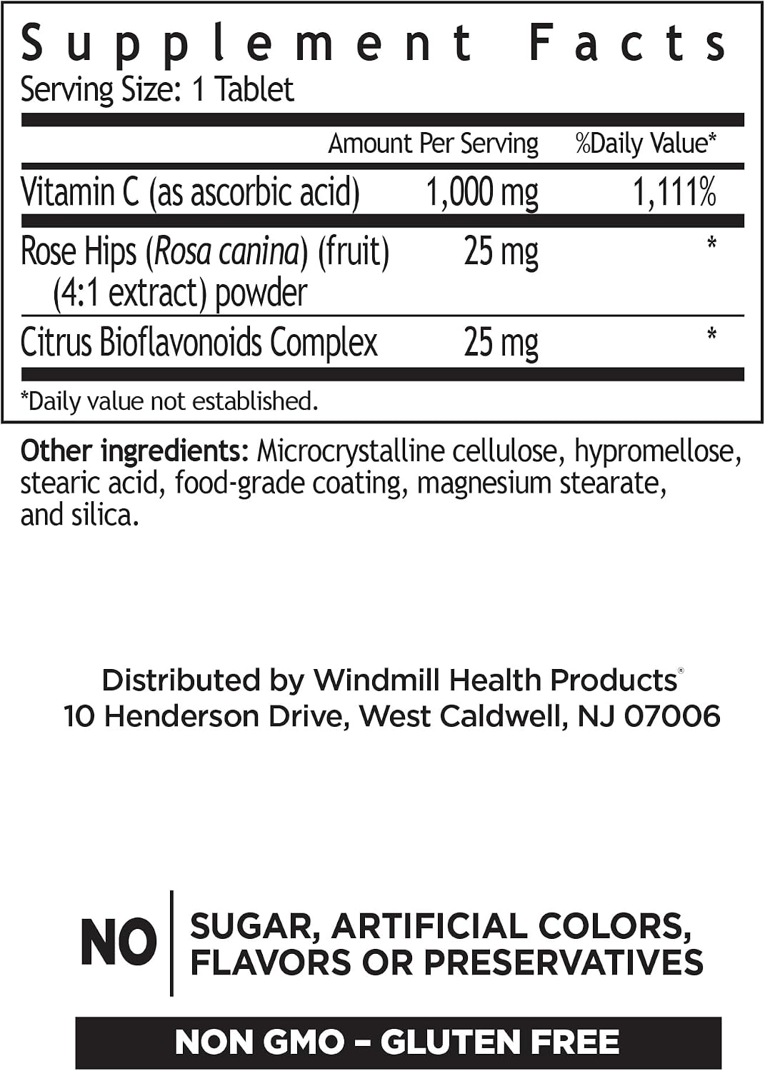 Windmill Vitamin C 1000mg Time Release with Rose Hips & Bioflavonoids - görsel 2