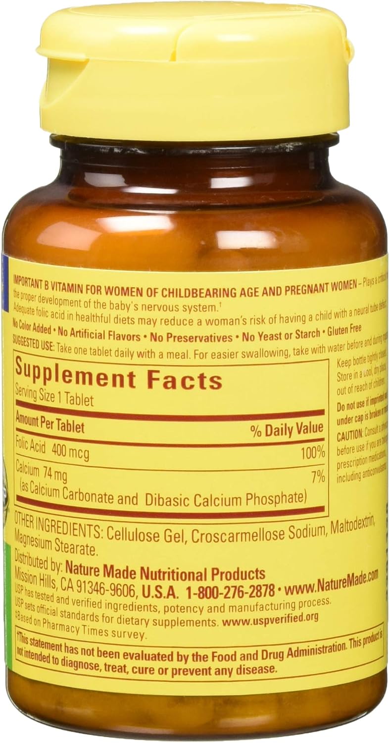 Nature Made Folic Acid Tablets, 400 mcg, 250 Count (Pack of 2) - görsel 2
