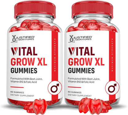 Vital Grow XL Gummies - Apple Cider Vinegar, Folate & Vitamin B12 - 60 Count (Pack of 2) – Image 1