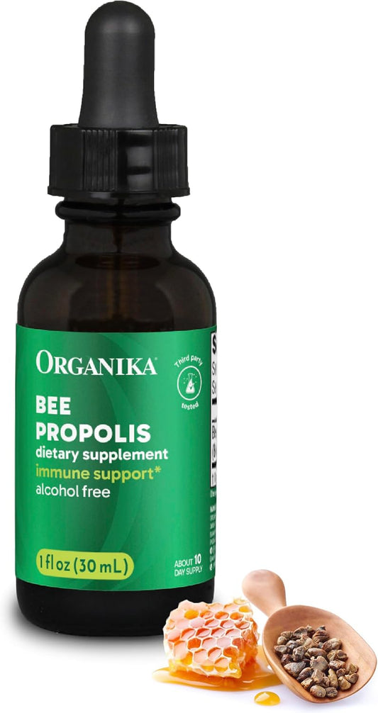 Organika Bee Propolis Tincture (30 mL) - Vegan Propolis Extract for Throat and Immune Support – Image 1