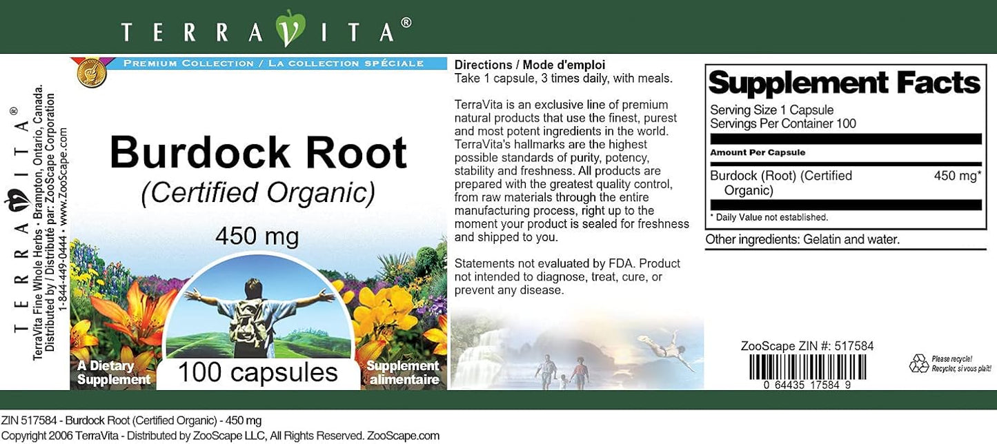 Burdock Root (Certified Organic) – 450 mg, 100 Capsules - görsel 4